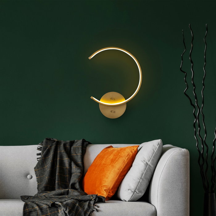 Opviq Moon - 13329 Lámpara de pared con acabado dorado y LED integrado